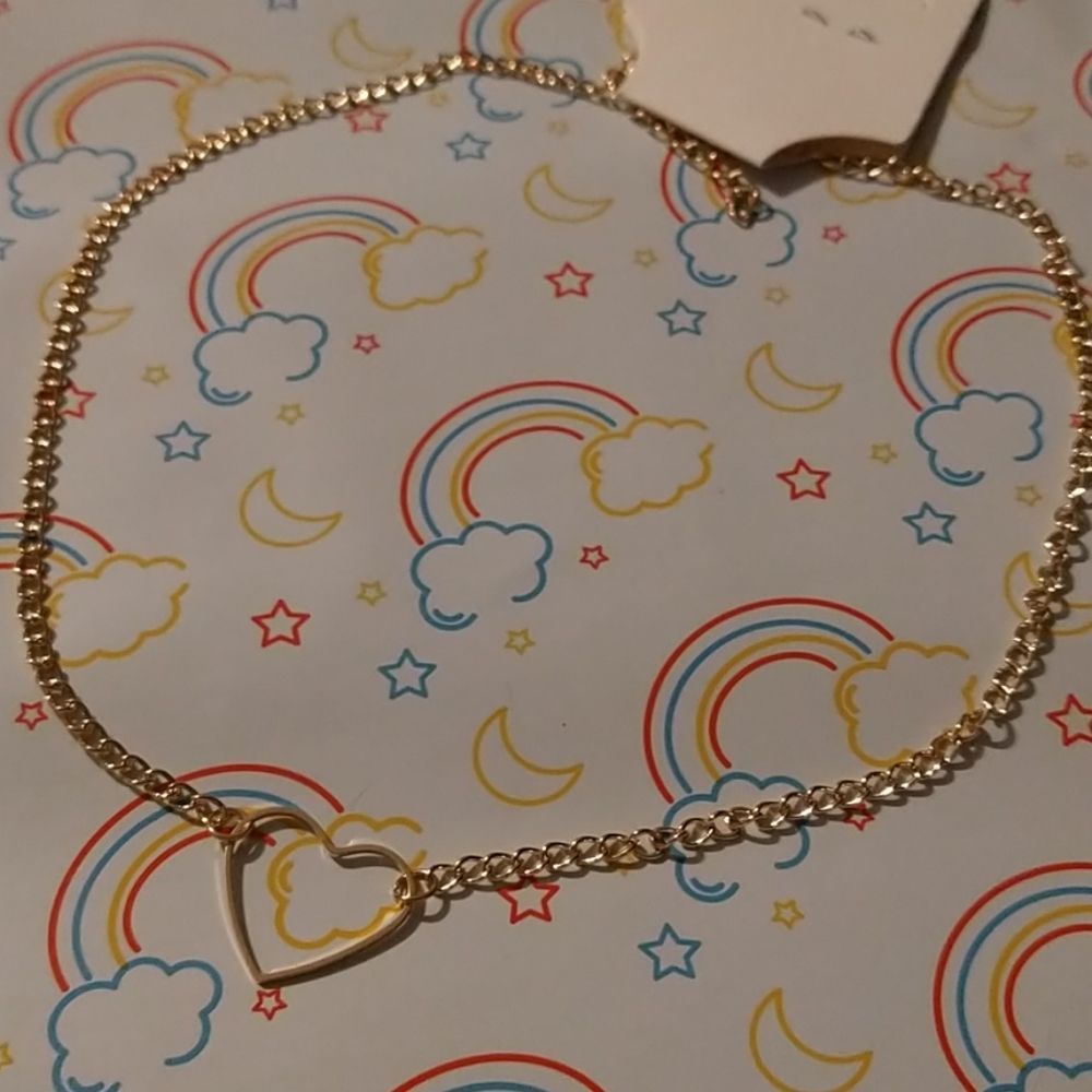 Gold Heart Choker Necklace - Picture 6 of 6